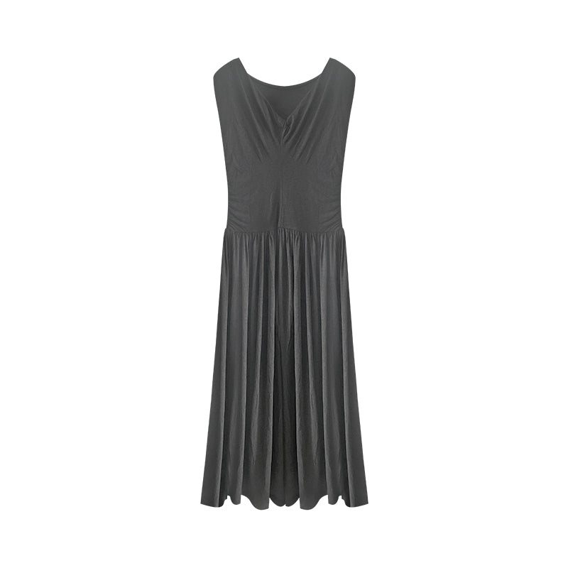 Soft Draped Sleeveless Midi Slip Dress
