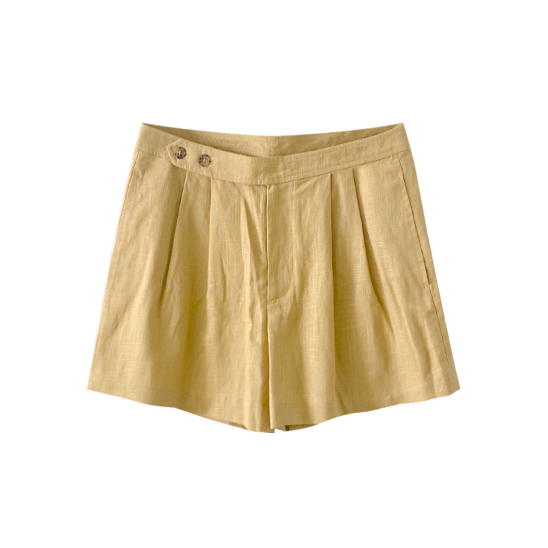 Premium Linen Ladies Pleated Shorts